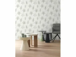 Mesa auxiliar de metal y madera Blanco Sale