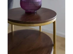 Made In Meubles Mesa Auxiliar|Mesa auxiliar de metal y madera de mango Léon