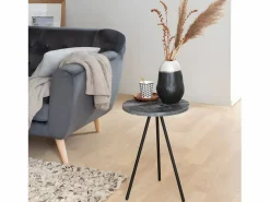 Made In Meubles Mesa auxiliar de mármol Eva - Patas atornilladas - 50x35x35cm Gris