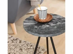 Made In Meubles Mesa auxiliar de mármol Eva - Patas atornilladas - 50x35x35cm Gris