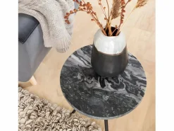 Made In Meubles Mesa auxiliar de mármol Eva - Patas atornilladas - 50x35x35cm Gris