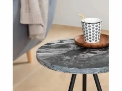 Made In Meubles Mesa auxiliar de mármol Eva - Patas atornilladas - 50x35x35cm Gris