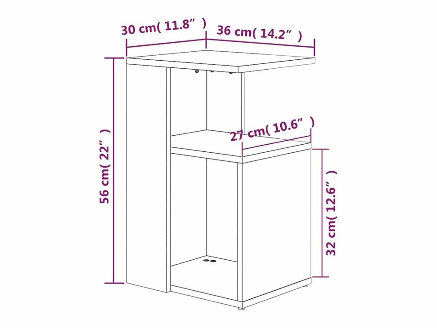 Clicnbuy Mesa auxiliar madera contrachapada marrón roble 36x30x56 cm Marru00f3n Discount