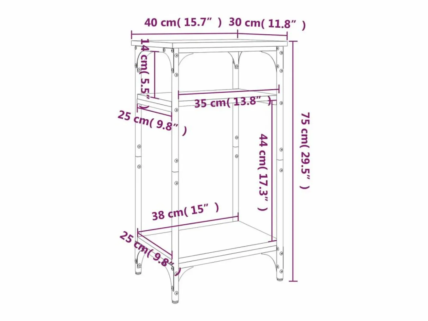 Mesa auxiliar madera contrachapada roble Sonoma 40x30x75 cm^Clicnbuy