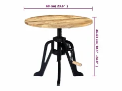 vidaxl Mesa Auxiliar|Mesa auxiliar madera de mango y hierro fundido 60x(46-63) cm