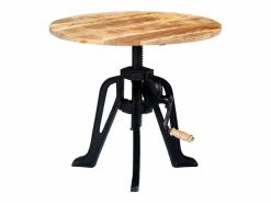 vidaxl Mesa Auxiliar|Mesa auxiliar madera de mango y hierro fundido 60x(46-63) cm