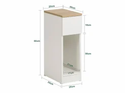 Sobuy Mesita De Noche|Mesa Auxiliar Mesita de Noche con 1 cajón Mesa para salón Comedor 20 x 35 x 60 cm FBT111-WN ES