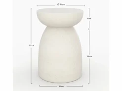 Rendez-Vous Déco Mesa auxiliar redonda blanca de fibra de arcilla efecto cemento D35 cm - Capri Blanco Best