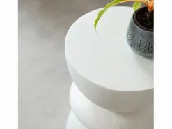 Rendez-Vous Déco Mesa Auxiliar|Mesa auxiliar redonda blanca en fibra de arcilla efecto cemento D35 cm - Maupiti