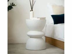 Rendez-Vous Déco Mesa Auxiliar|Mesa auxiliar redonda blanca en fibra de arcilla efecto cemento D35 cm - Maupiti