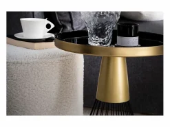 Mesa auxiliar redonda de acero lacado y dorado 41 cm diám. SPLEEN^Miliboo Discount