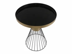 Mesa auxiliar redonda de acero lacado y dorado 41 cm diám. SPLEEN^Miliboo Discount