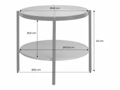 Mesa auxiliar redonda de cristal templado efecto madera y metal negro^Sweeek New