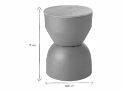 Miliboo Mesa Auxiliar|Mesa auxiliar redonda de diseño con almacenaje de metal y madera maciza de mango 30 cm YOYO