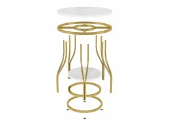 Mesa auxiliar redonda de dos niveles en oro , Mesa de noche moderna, Pequeña mesa auxiliar con estante de almacenamiento^Tribesigns New