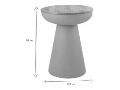Mesa auxiliar redonda diseño con almacenamiento en metal tierra quemada y madera maciza de mango H52 cm TAM^Miliboo Outlet