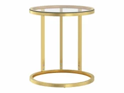 Clicnbuy Mesa auxiliar vidrio templado transparente y 45 cm Dorado