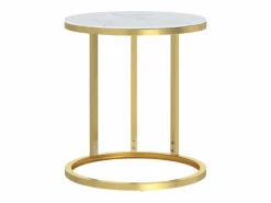 Mesa auxiliar vidrio templado y mármol blanco 45 cm^vidaxl Hot