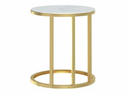 Mesa auxiliar vidrio templado y mármol blanco 45 cm^vidaxl Hot