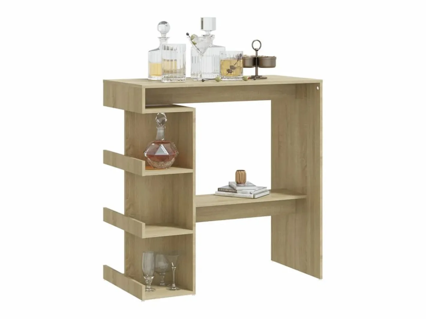 Mueble Bar|Mesa bar estante almacenaje contrachapada roble 100x50x101,5 cm ES626390