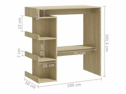 Mesa bar estante almacenaje contrachapada roble 100x50x101,5 cm^Clicnbuy Outlet