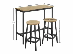 Mesa bar Valora con 2 taburetes roble Sonoma estructura negra^ Discount