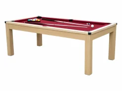 Vente-unique Mesa billar y ping-pong BALTHAZAR - 213x112x81.5 cm-rojo Rojo / Color natural claro Clearance