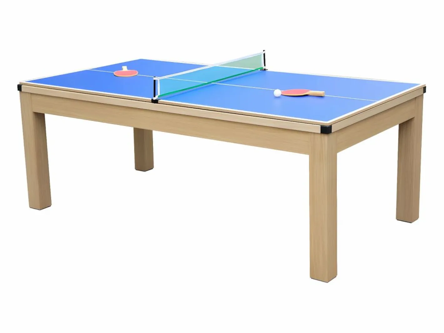 Vente-unique Mesa billar y ping-pong BALTHAZAR - 213x112x81.5 cm-rojo Rojo / Color natural claro Clearance