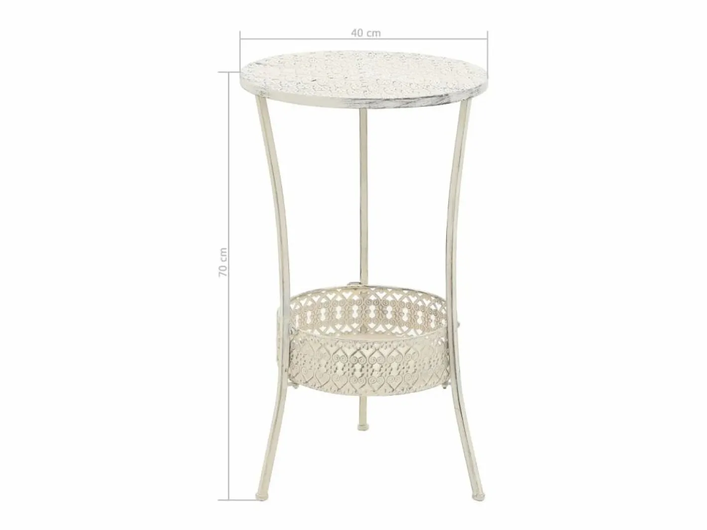 Clicnbuy Mueble Bar|Mesa bistró estilo vintage metal redonda 40x70 cm blanca