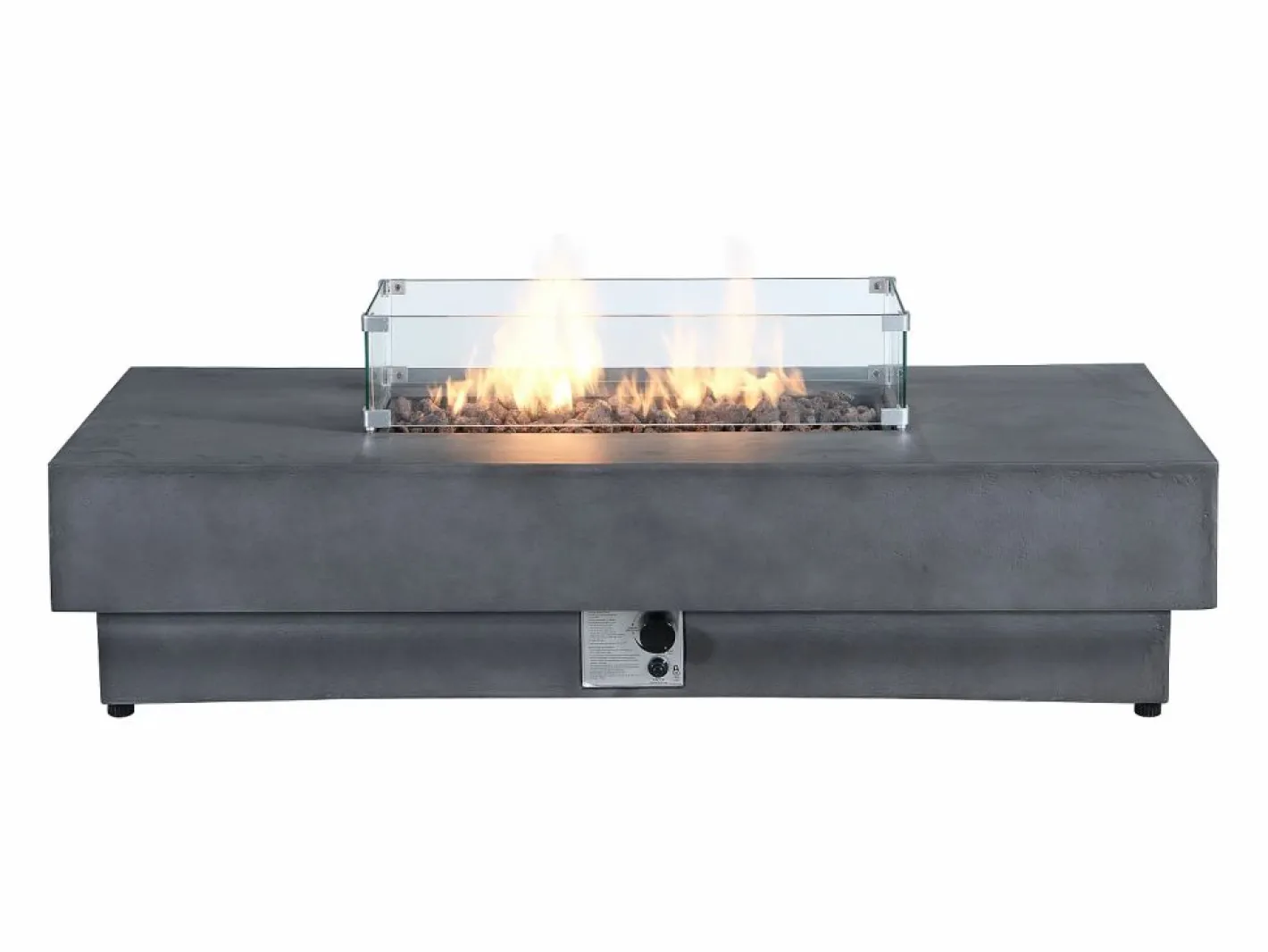 Mesa brasero antracita de gas rectangular y hoguera rectangular en MGO - SEROZA^Vente-unique Best