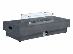 Mesa brasero antracita de gas rectangular y hoguera rectangular en MGO - SEROZA^Vente-unique Best