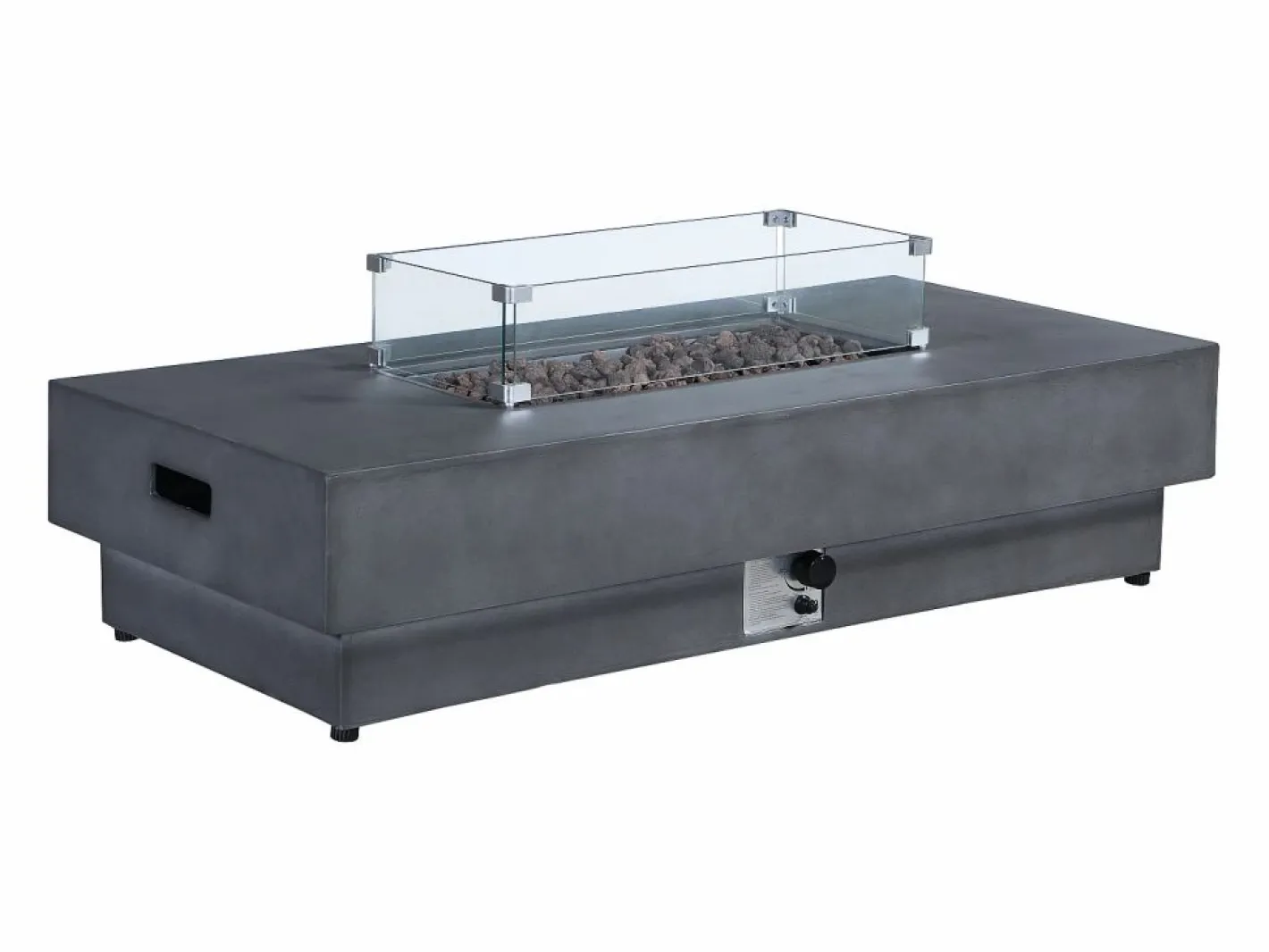 Mesa brasero antracita de gas rectangular y hoguera rectangular en MGO - SEROZA^Vente-unique Best