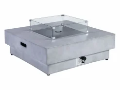 Vente-unique Mesa brasero gris de gas cuadrada con hoguera cuadrado en el centro en MGO - SEROZA Gris claro New