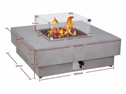 Vente-unique Mesa brasero gris de gas cuadrada con hoguera cuadrado en el centro en MGO - SEROZA Gris claro New