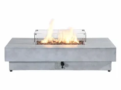 Vente-unique Brasero|Mesa brasero gris de gas rectangular con hoguera cuadrado en el centro de MGO - SEROZA