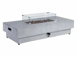 Vente-unique Brasero|Mesa brasero gris de gas rectangular con hoguera cuadrado en el centro de MGO - SEROZA