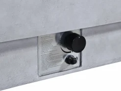 Vente-unique Brasero|Mesa brasero gris de MGO, de gas, rectangular con hoguera redonda en el lateral - SEROZA