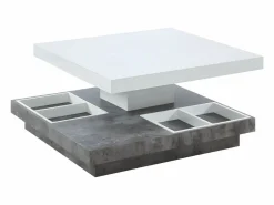 Mesa centro FAUSTO Tablero pivotante blanco y cemento^Vente-unique Clearance