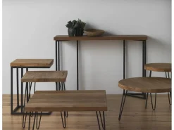 Mesa De Centro|Mesa centro madera de olmo viejo patas metálicas