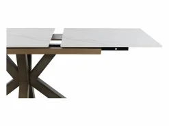 Mesa cerámica extensible blanca 160/210x90 con pie metal color cobre Blanco Outlet
