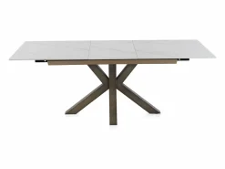 Mesa cerámica extensible blanca 160/210x90 con pie metal color cobre Blanco Outlet