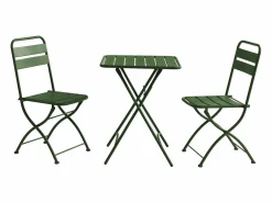 Mesa comedor jardín plegable metal - mesa de 60 cm 2 sillas plegables - Verde - MIRMANDE^MYLIA Best