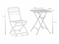 Mesa comedor jardín plegable metal - mesa de 60 cm 2 sillas plegables - Verde - MIRMANDE^MYLIA Best