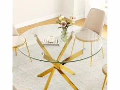 Mesa comedor redonda 2-4 personas vidrio templado y metal - carga max 100kg - Transparente - 90x90x75cm^DripeX Hot