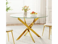 Mesa comedor redonda 2-4 personas vidrio templado y metal - carga max 100kg - Transparente - 90x90x75cm^DripeX Hot