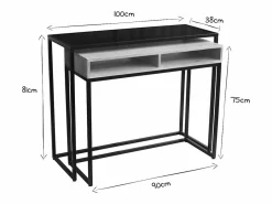 Mesa consola / escritorio de madera de mango maciza y metal 100 cm YPKA^Miliboo Discount