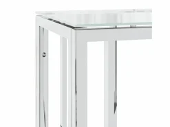vidaxl Mesa consola acero inoxidable y vidrio 70x30x70 cm Plateado Outlet