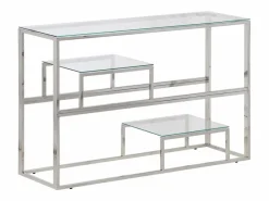 Clicnbuy Consola|Mesa consola acero inoxidable y vidrio templado