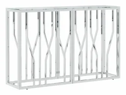 vidaxl Mesa consola acero inoxidable y vidrio 110x30x70 cm Plateado Sale
