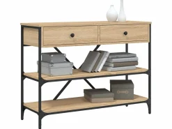 Consola|Mesa consola cajones estantes madera de ingeniería roble Sonoma ES566439